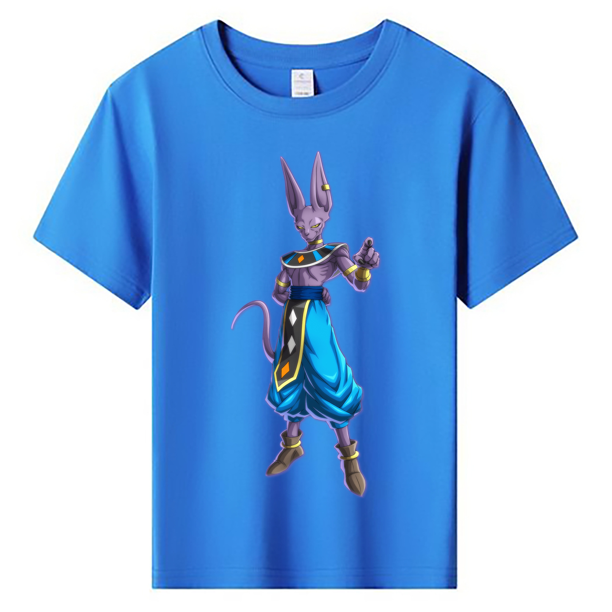 （画像用） ドラゴンボール ビルス 破壊神ビルス DRAGON BALL Beerus Birusu 綿100％キッズTシャツ（フロントプリント）